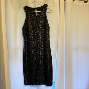 NWT- black sequined Bailey 44 “Stardust” tank dress- L